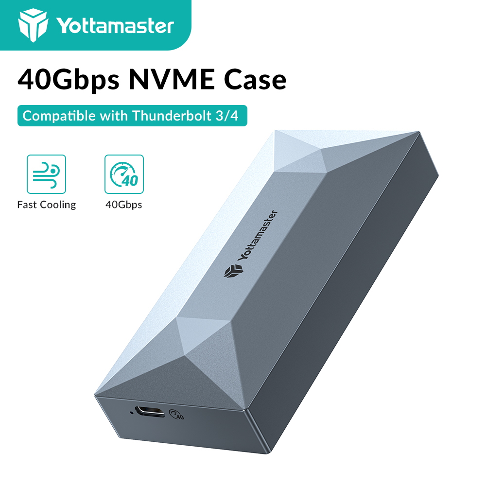 Thunderbolt 4 External Ssd 4Tb - Yottamaster 40Gbps NVMe SSD-behuizing USB4 NVMe
