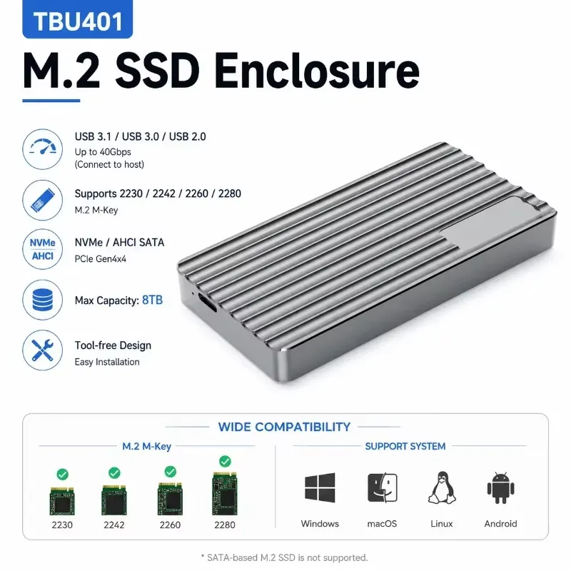 AP01 voor aluminium M.2 NVMe S - Usb4 40Gbps External Ssd 8Tb recensie en prijs